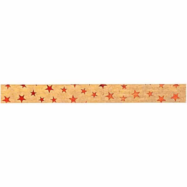 GOLDINA Packpapier-Ringelband hellbraun-rot 10mm 12m Hot Foil