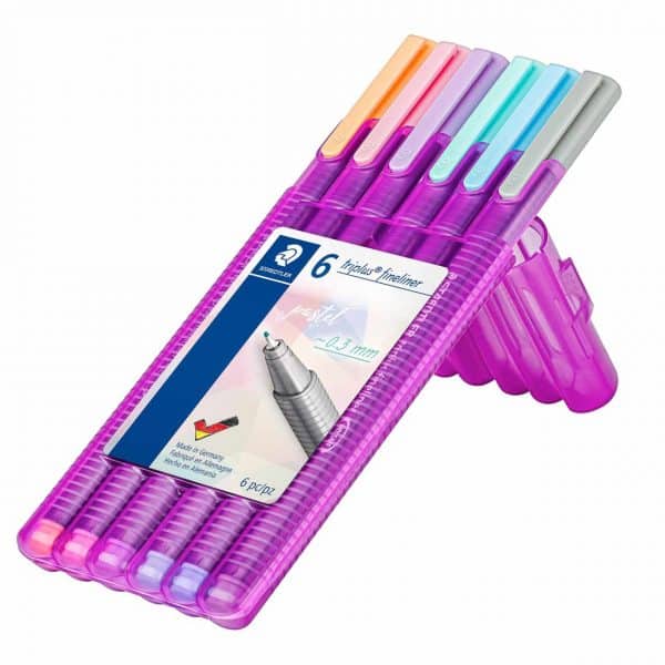 STAEDTLER 334 Fineliner triplus 6 Stück Pastell Regenbogen