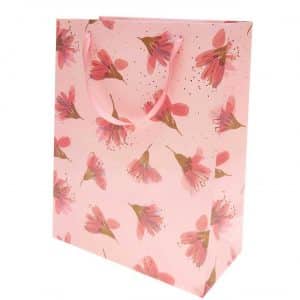 Paper Poetry Geschenktüte Blüten rosa 26x32x12cm