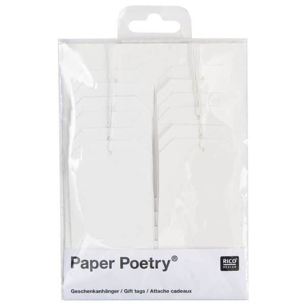 Paper Poetry Geschenkanhänger weiß-ecru 12 Stück