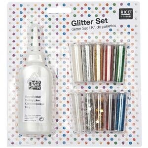 Rico Design Glitter Set 11teilig mit Kleber