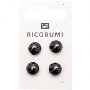 Rico Design Knöpfe braun-schwarz 11mm 4 Stück mit Steg