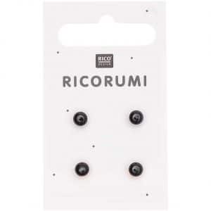 Rico Design Knöpfe braun-schwarz 5mm 4 Stück mit Steg