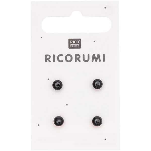 Rico Design Knöpfe braun-schwarz 5mm 4 Stück mit Steg
