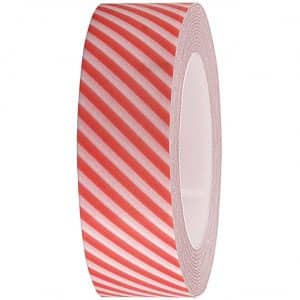 Rico Design Tape weiß-neonrot gestreift 15mm 10m