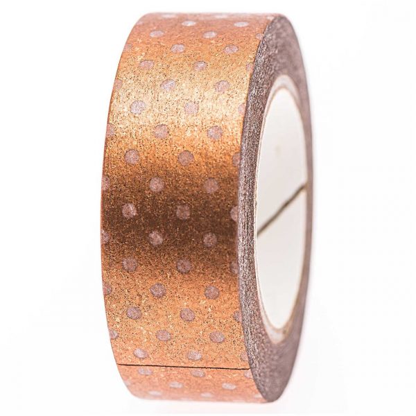 Rico Design Tape weiß-kupfer Punkte 15mm 10m