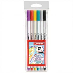 STABILO Pen 68 brush im Kunststoffetui 6 Farben