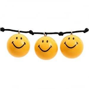 Rico Design Smiley® Originals Perlen rund mit Anhänger gelb 16mm 4 Stück