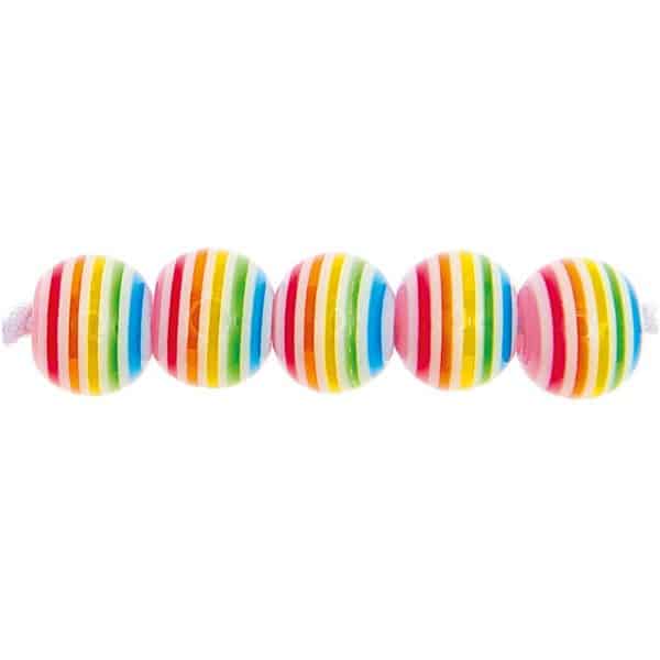 Rico Design itoshii Gestreifte Perlen Regenbogen 8mm 48 Stück