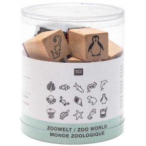 Rico Design Stempelset Zoowelt 2x2cm 15 Stück