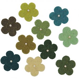 Rico Design Filzblüten mit Perlen 10 Stück grünmix