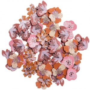 Ohhh! Lovely! Holzstreu Blüten Mix 48 Stück rosa