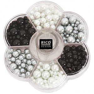 Rico Design Renaissance Perlen-Set schwarz-weiß Mix