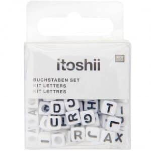 Rico Design itoshii Buchstaben Mix Würfel 6x6x6mm 99 Stück weiß