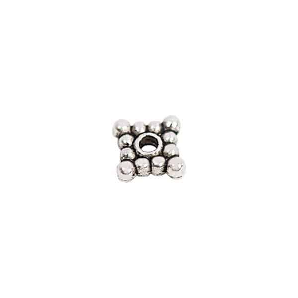 Rico Design Scheibe quadratisch mit Kugel silber 6x2mm 30 Stück