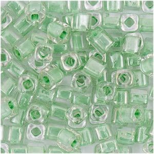 Rico Design itoshii cube Perlen 3x3mm 6g transparent Einzug mintgrün