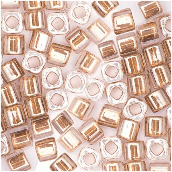 Rico Design itoshii cube Perlen 3x3mm 6g transparent Einzug gold metallic