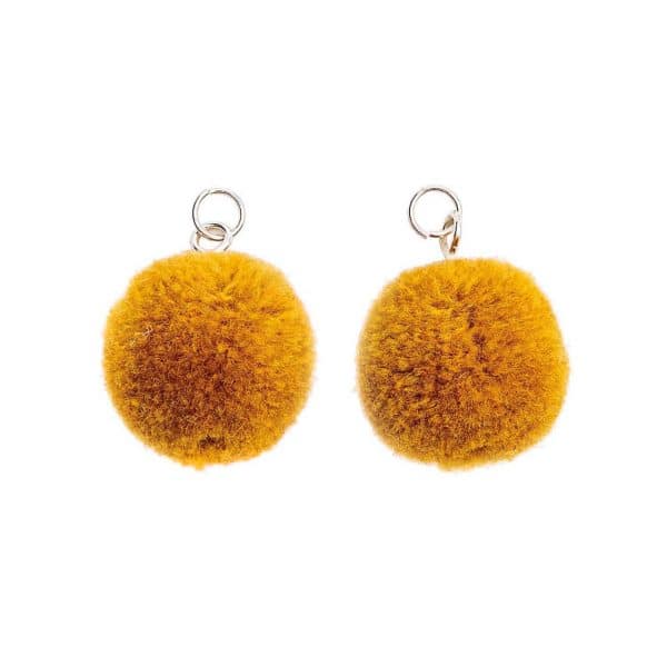 Jewellery Made by Me Pompons mit Öse 2cm 2 Stück senf