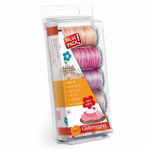 Gütermann Nähfaden Set Cotton 30 rosa/lila 5x 300m