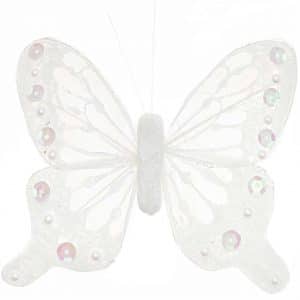 Schmetterling mit Clip weiß 11cm