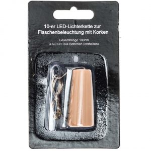 10er LED-Lichterkette Flaschenbeleuchtung mit Korken 1m