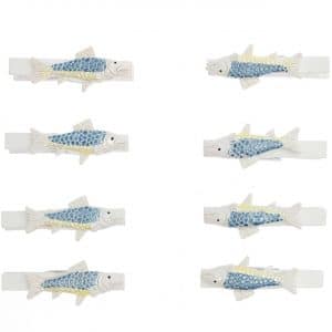Fisch auf Klammern blau-gelb 5cm 8 Stück