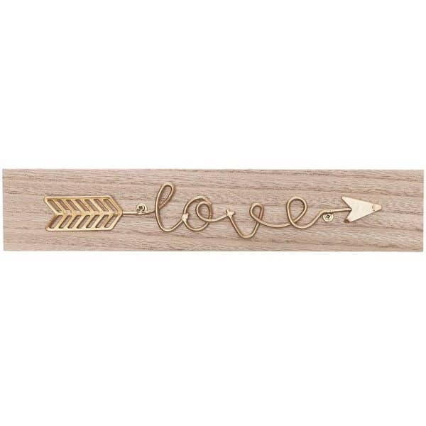 Deko-Schild love mit Pfeil Holz 30x6cm