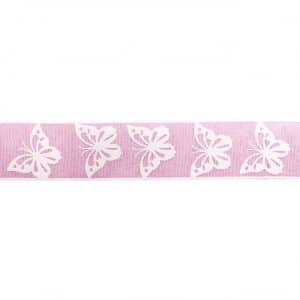 Dekorband Schmetterlinge rosa-weiß 2