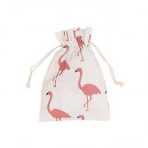 Beutel Flamingo weiß-rosa 20x15cm