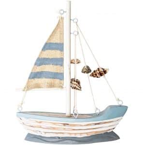 Segelboot mit muscheln blau 18x15cm