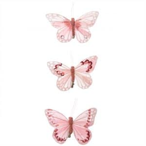 Schmetterling mit Clip pastell-rosa 9cm 3 Stück
