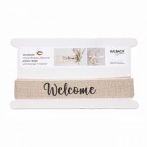 Halbach Dekoband Welcome 35mm 7m natur