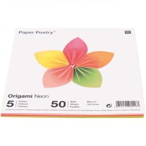 Paper Poetry Origami neon 15x15cm 50 Blatt 5 Farben