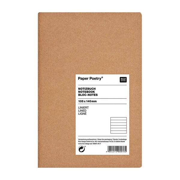 Paper Poetry Notizbuch weiß A6 Kraftpapier liniert