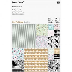 Paper Poetry Motivpapier Block Graphic 21x30cm 30 Blatt Hot Foil