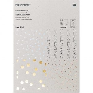 Paper Poetry Graukarton Block Hot Foil 20 Blatt 250g/m²