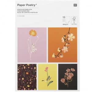 Paper Poetry Postkartenblock Blumen 15 Stück