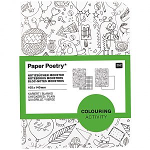 Paper Poetry Notizbuch A6 Monster zum Ausmalen 2 Stück