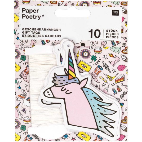 Paper Poetry Geschenkanhänger Einhorn 10 Stück