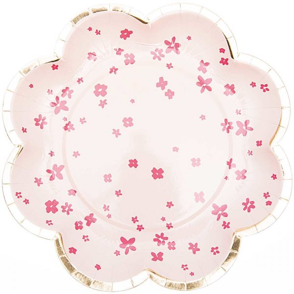 YEY! Let's Party Pappteller Blume Blüten rosa 21cm 12 Stück