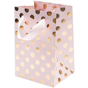Rico Design Geschenktüte rosa Punkte gold 12x18x10cm