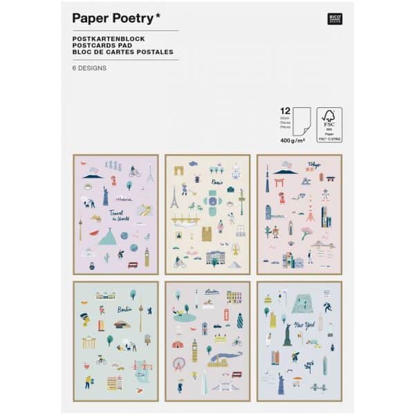 Paper Poetry Postkartenblock Travel the World 12 Stück