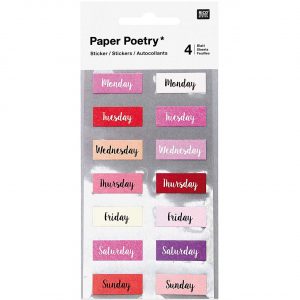 Paper Poetry Sticker Wochentage rosa 56 Stück