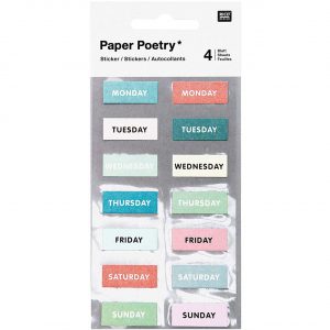 Paper Poetry Sticker Wochentage grün 56 Stück