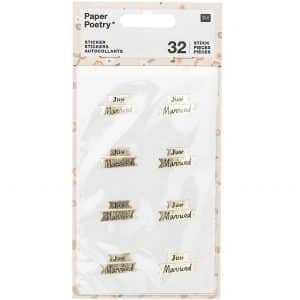 Paper Poetry Sticker Just Married gold 4 Blatt