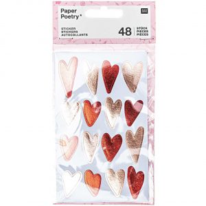 Paper Poetry Sticker It must be love Herzen rosa-rot 4 Blatt