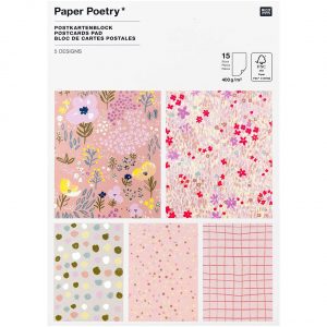 Paper Poetry Postkartenblock Crafted Nature rosa 15 Stück