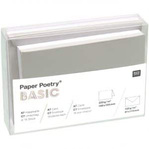 Paper Poetry Kartenset Basic weiß-grau C7 36teilig