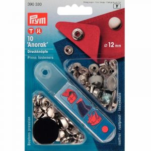 Prym Druckknöpfe Anorak silber 12mm 10 Stück