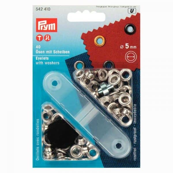 Prym Ösen mit Scheiben silber 5mm 40 Stück